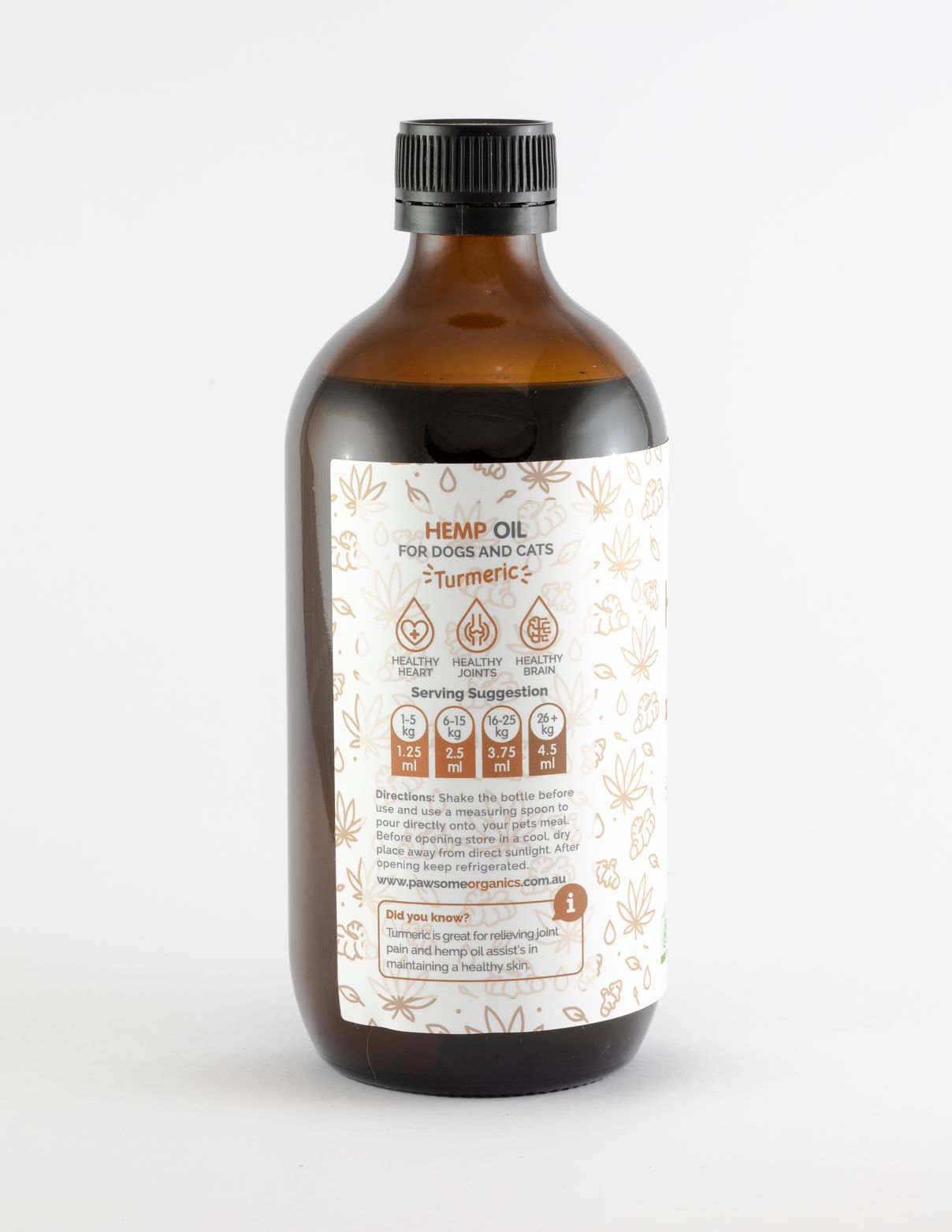 Pawsome Organics Certified Organic Hemp Oil and Turmeric 500ml